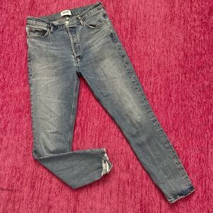 Agolde Nico High Rise Cropped Distressed Slim Jeans A093E-3002 Blue Size 29